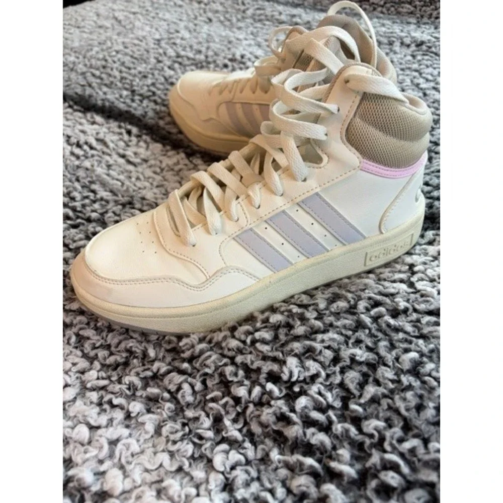 Women's White Adidas Hoops‎ 3.0 Mid Shoes Size 6.5